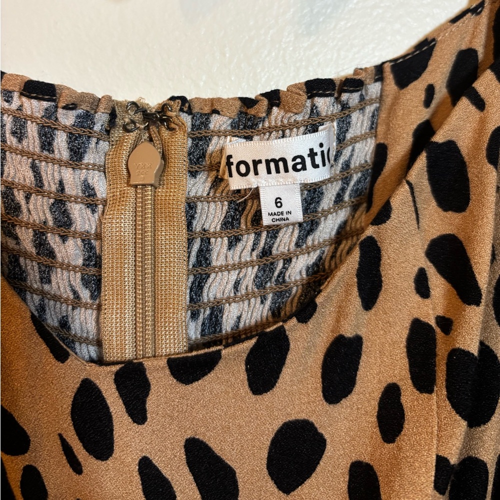 Reformation Mara Midi Dress 6 Brown Leopard Print Slit Square Neck - Picture 7 of 10